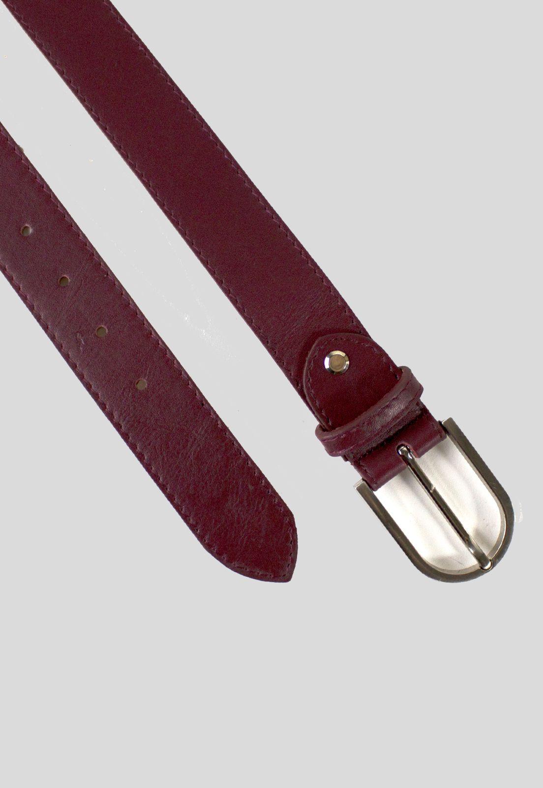 Cinturon Cuero Hebilla Metal Burdeo-1