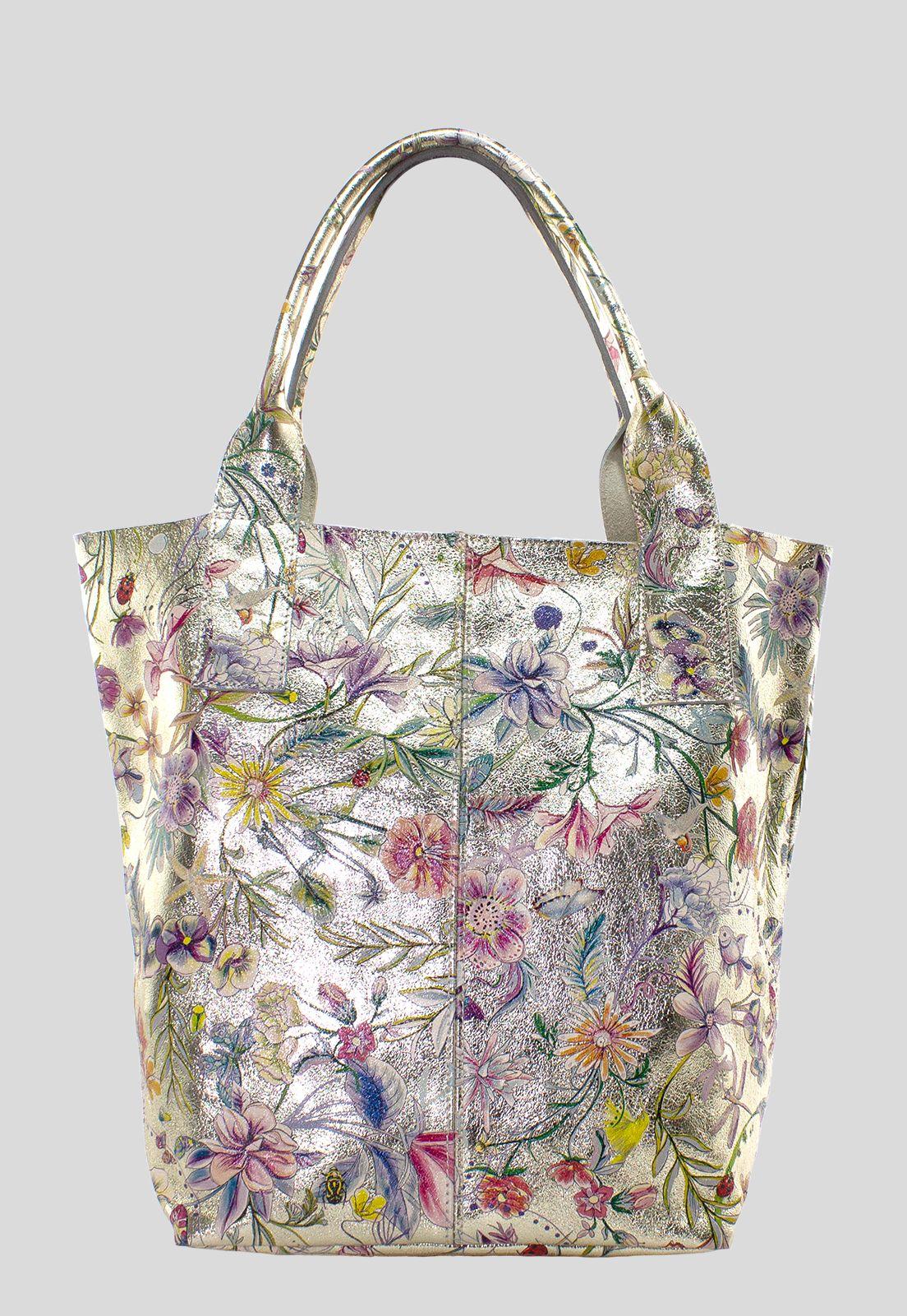 Cartera Cuero Floreada Oro-0