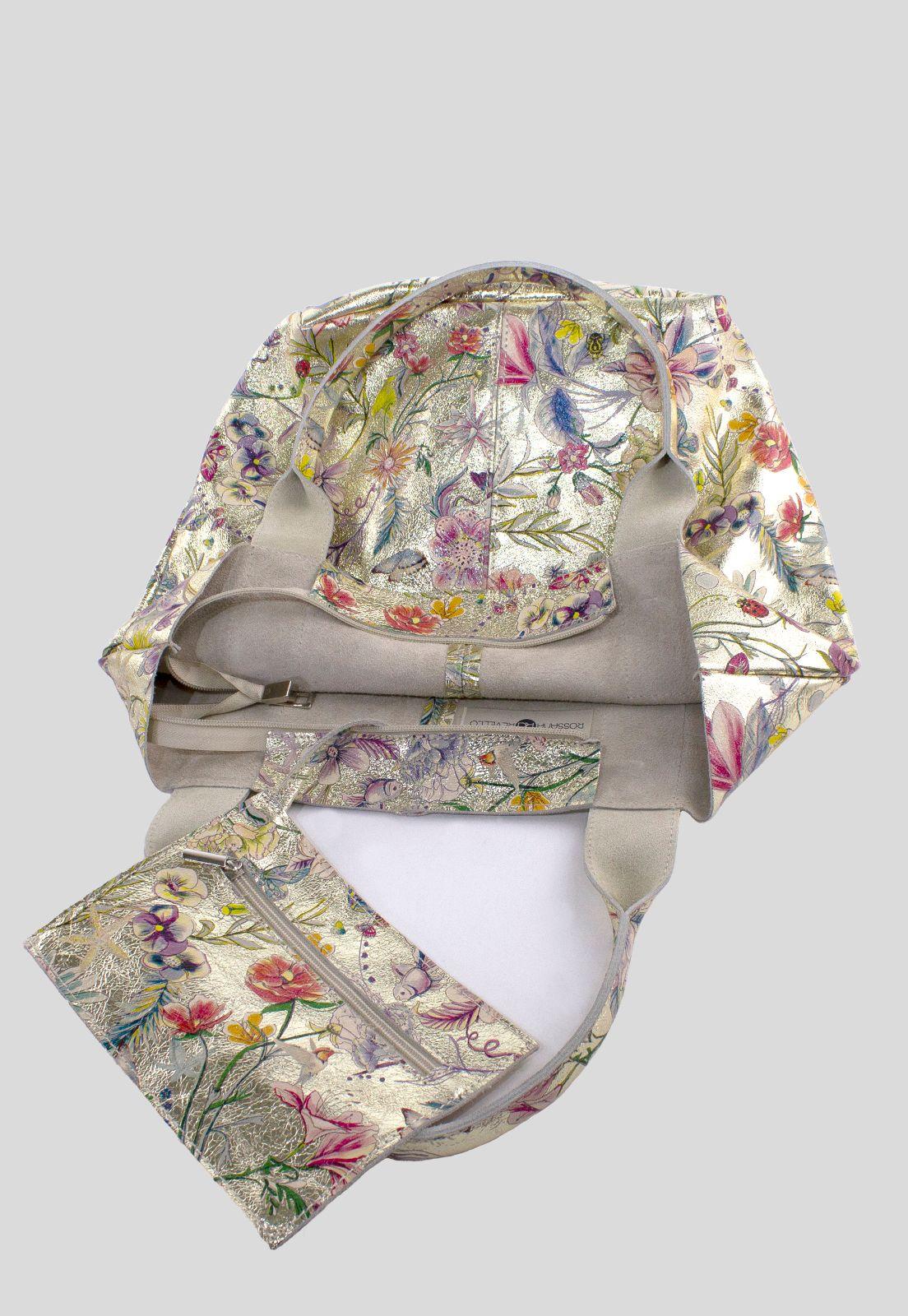 Cartera Cuero Floreada Oro-2