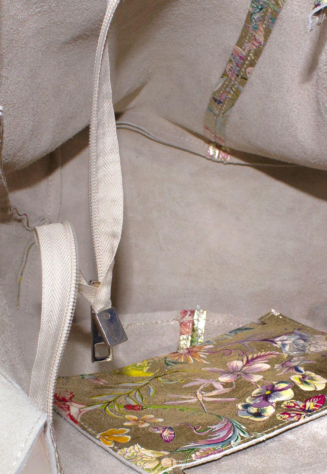 Cartera Cuero Floreada Oro-4