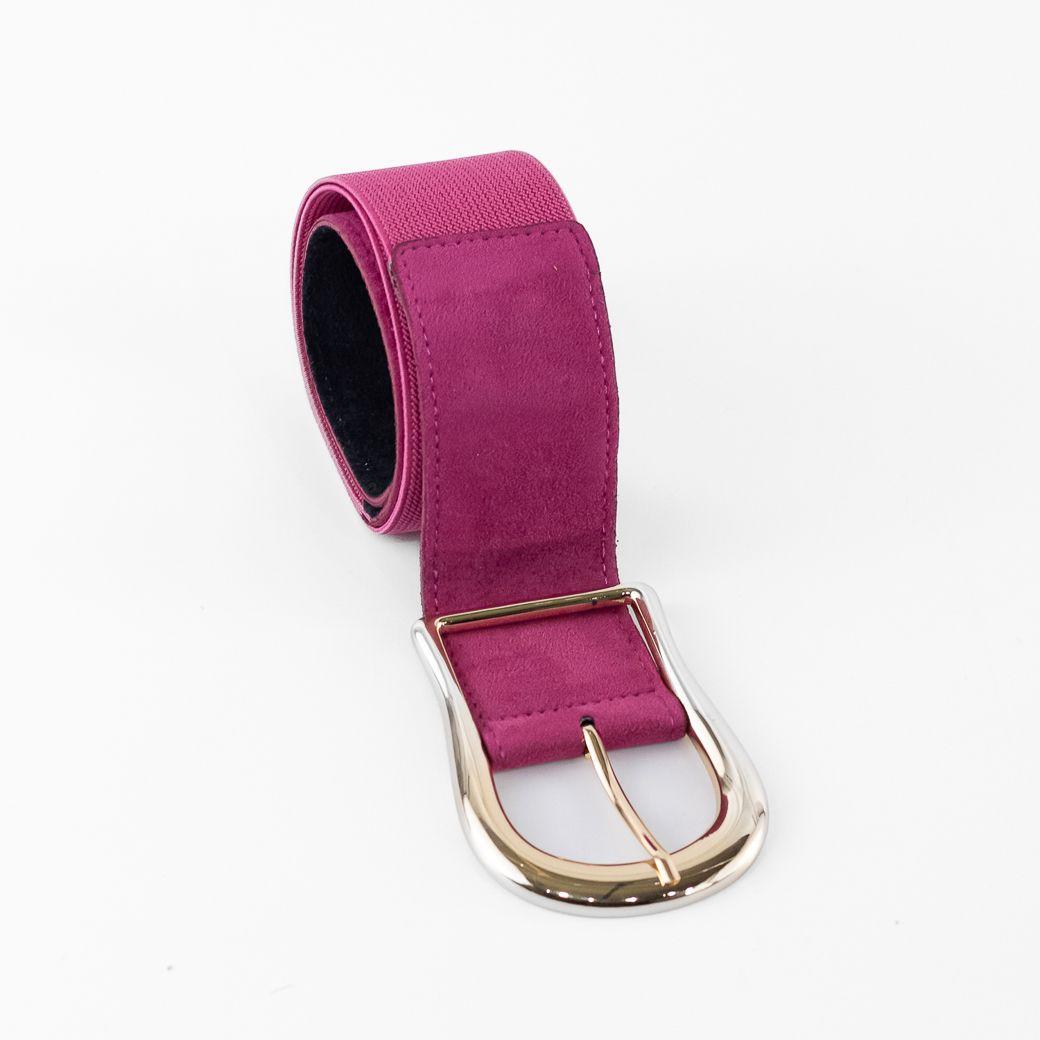 Cinturón Elastico Gamuza Hebilla Metal Mujer Fucsia Mailea-3