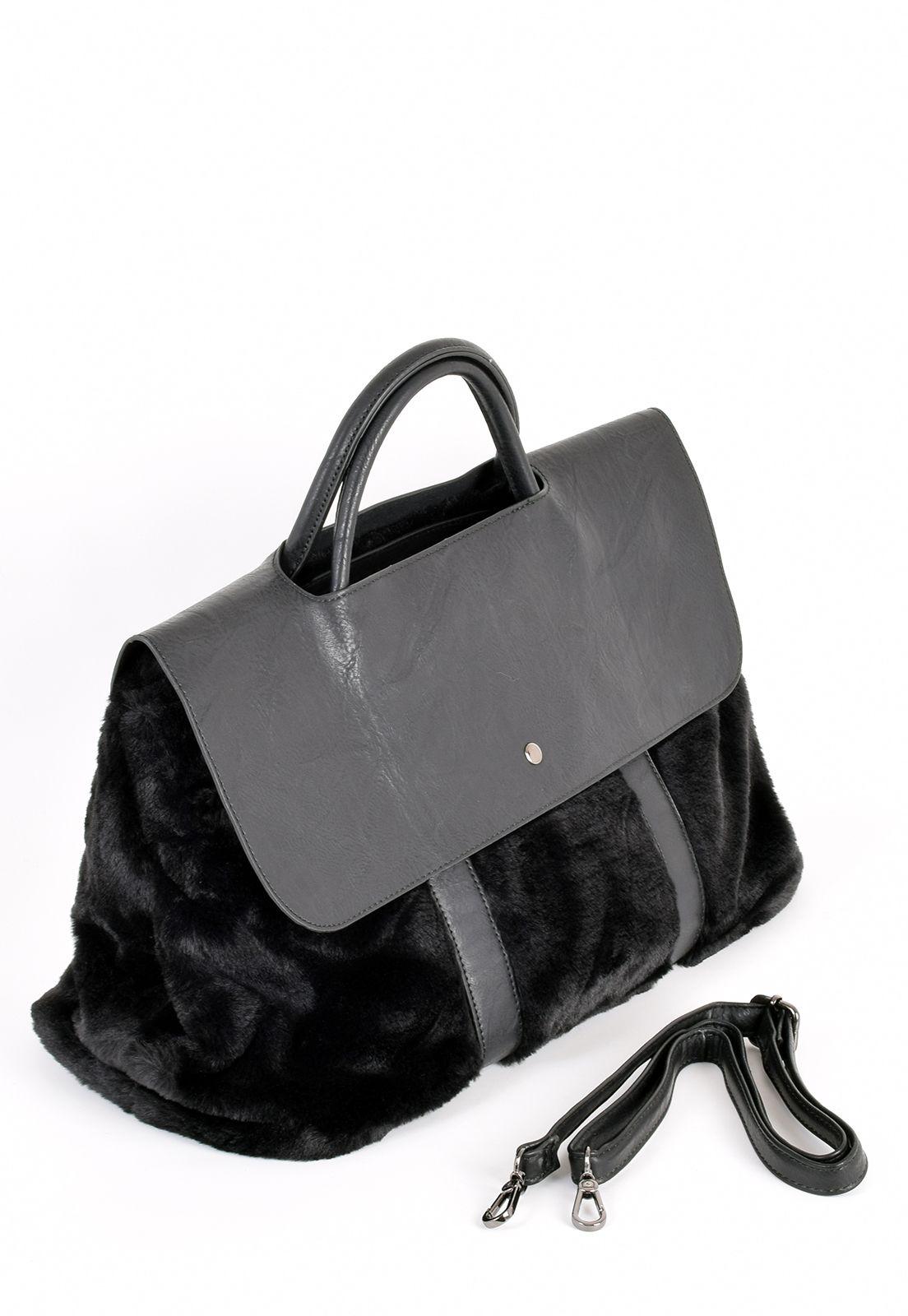 Cartera Pelo con Tapa Negro-3