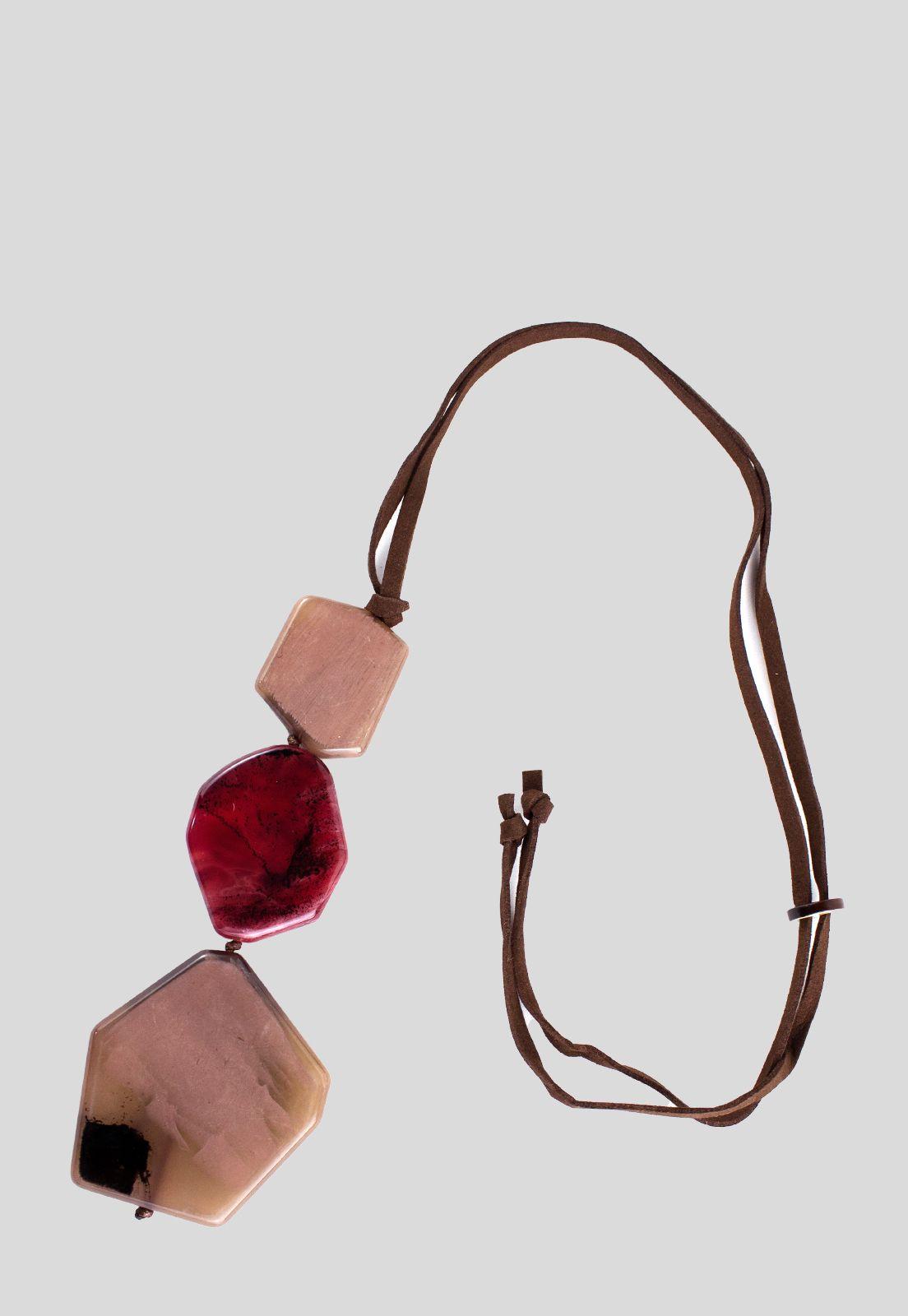 Collar 3 Piedras Burdeo-1