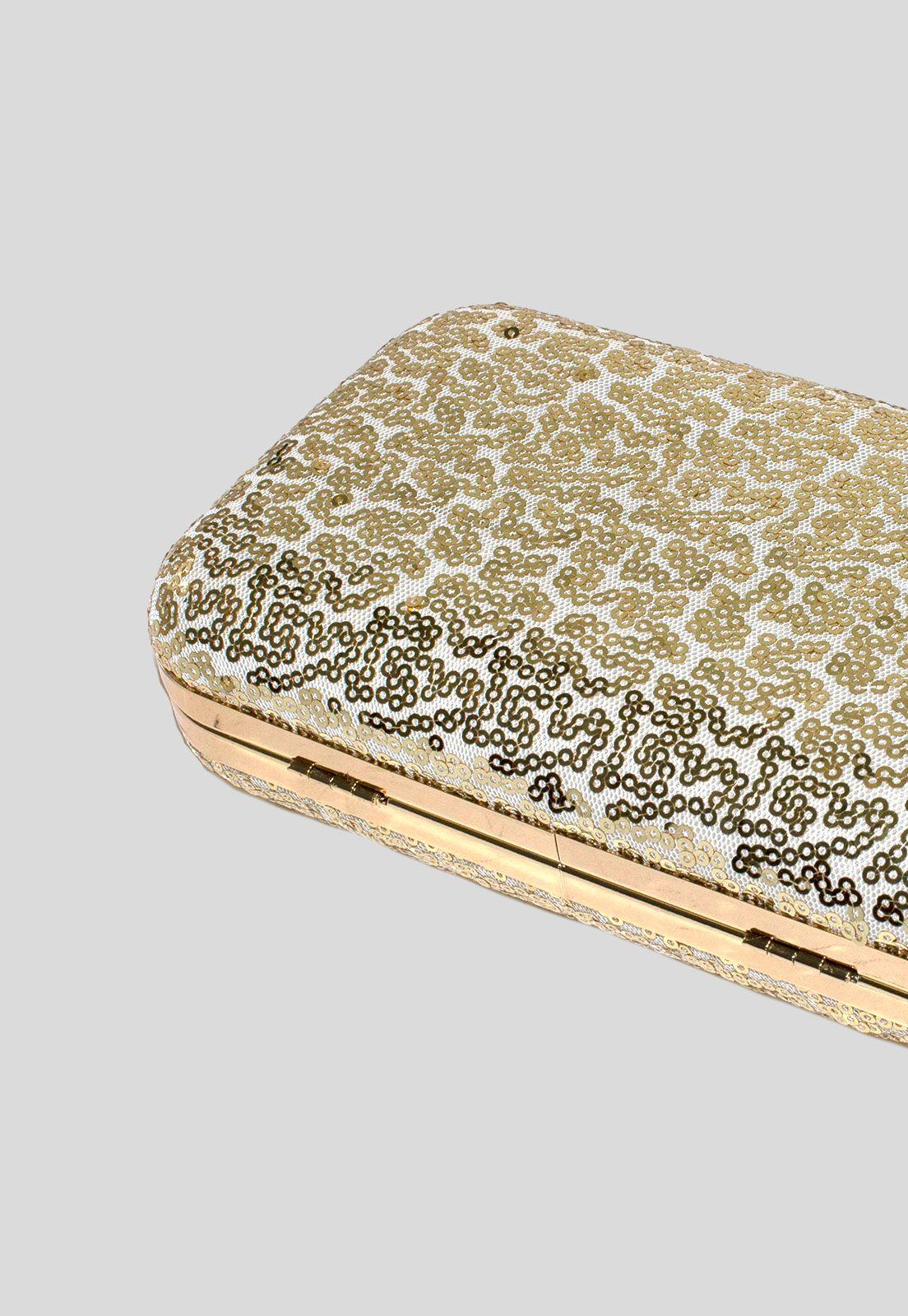 Cartera noche mediana rigida brillo Oro-4
