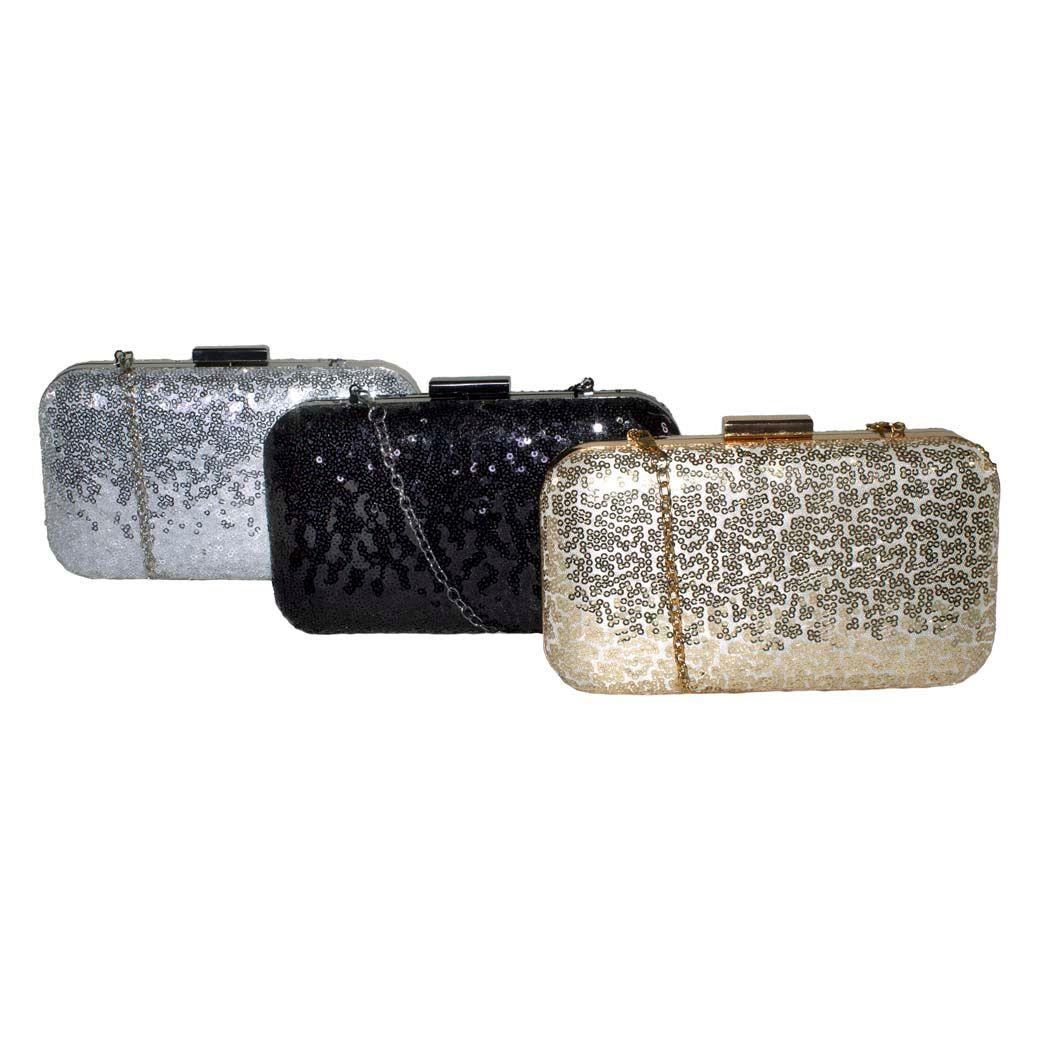 Cartera noche mediana rigida brillo Oro-5