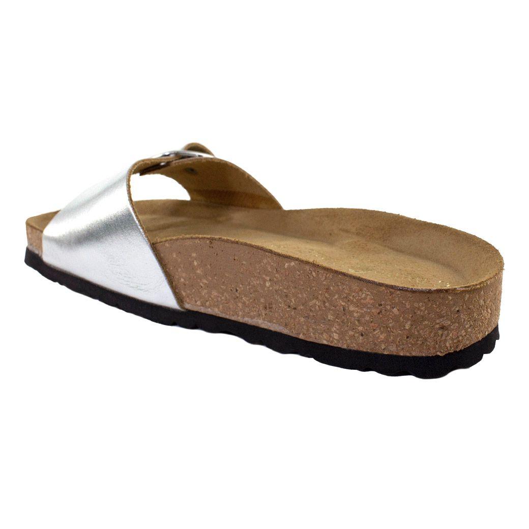 Sandalia Cuero Baja 1 Hebilla Plata-2