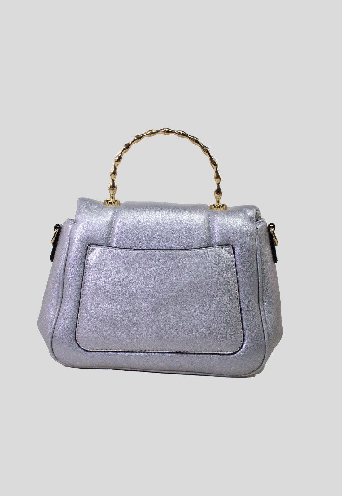 Cartera acolchada c/man. Metal Plata-2