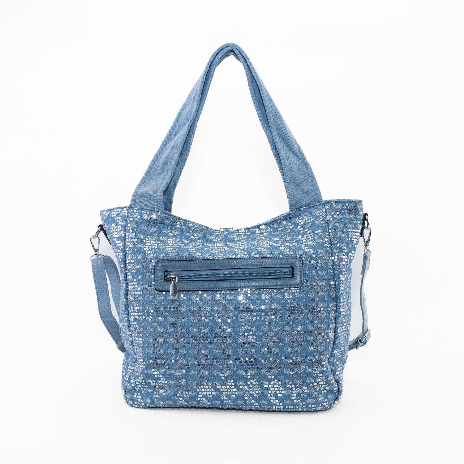 Cartera Jaspeada con 2 Manillas Celeste-2