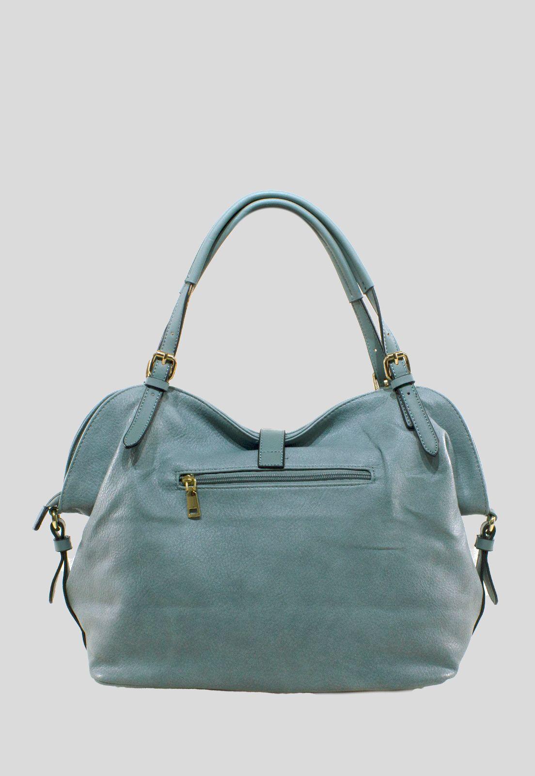 Cartera Con Mosqueton Celeste-2