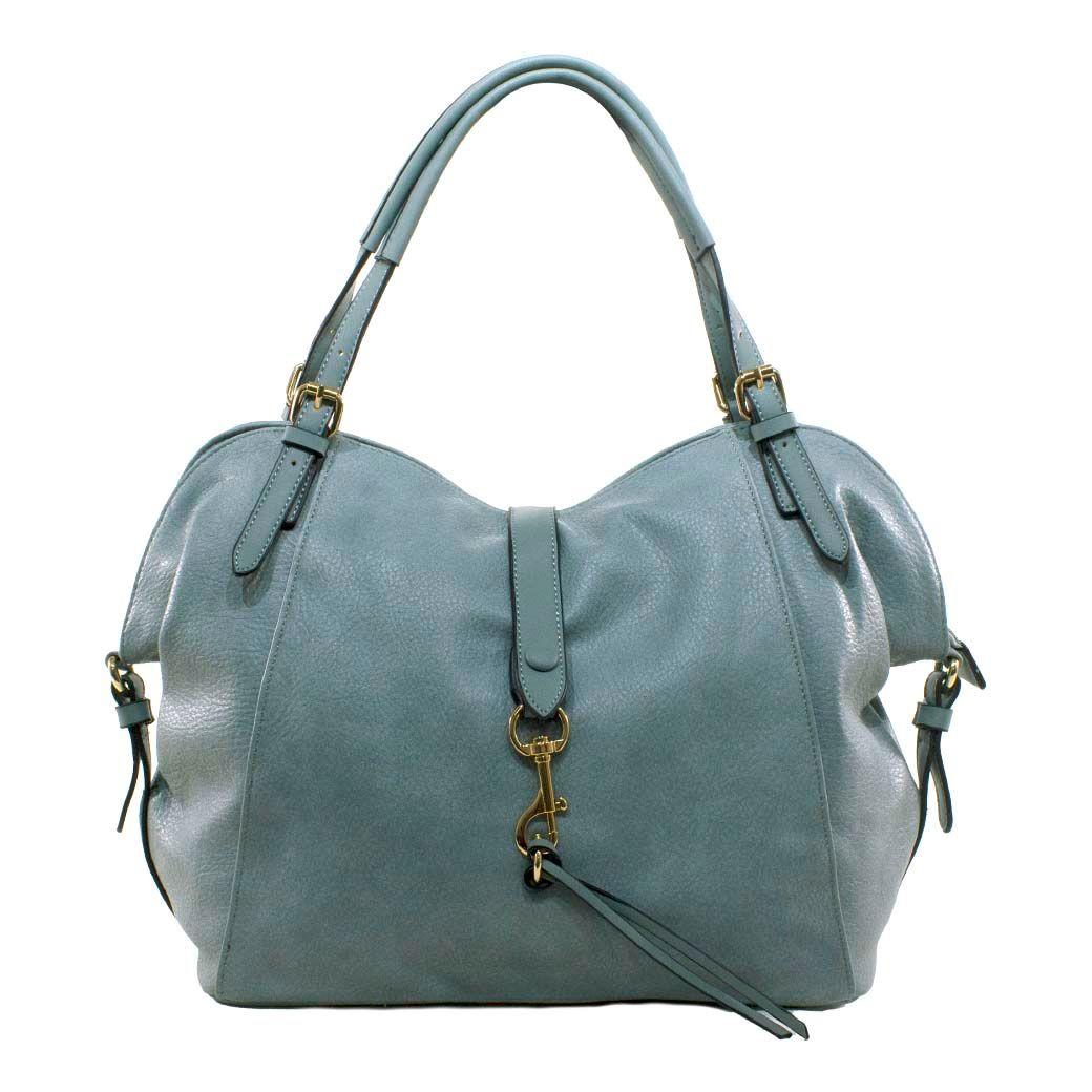 Cartera Con Mosqueton Celeste-0