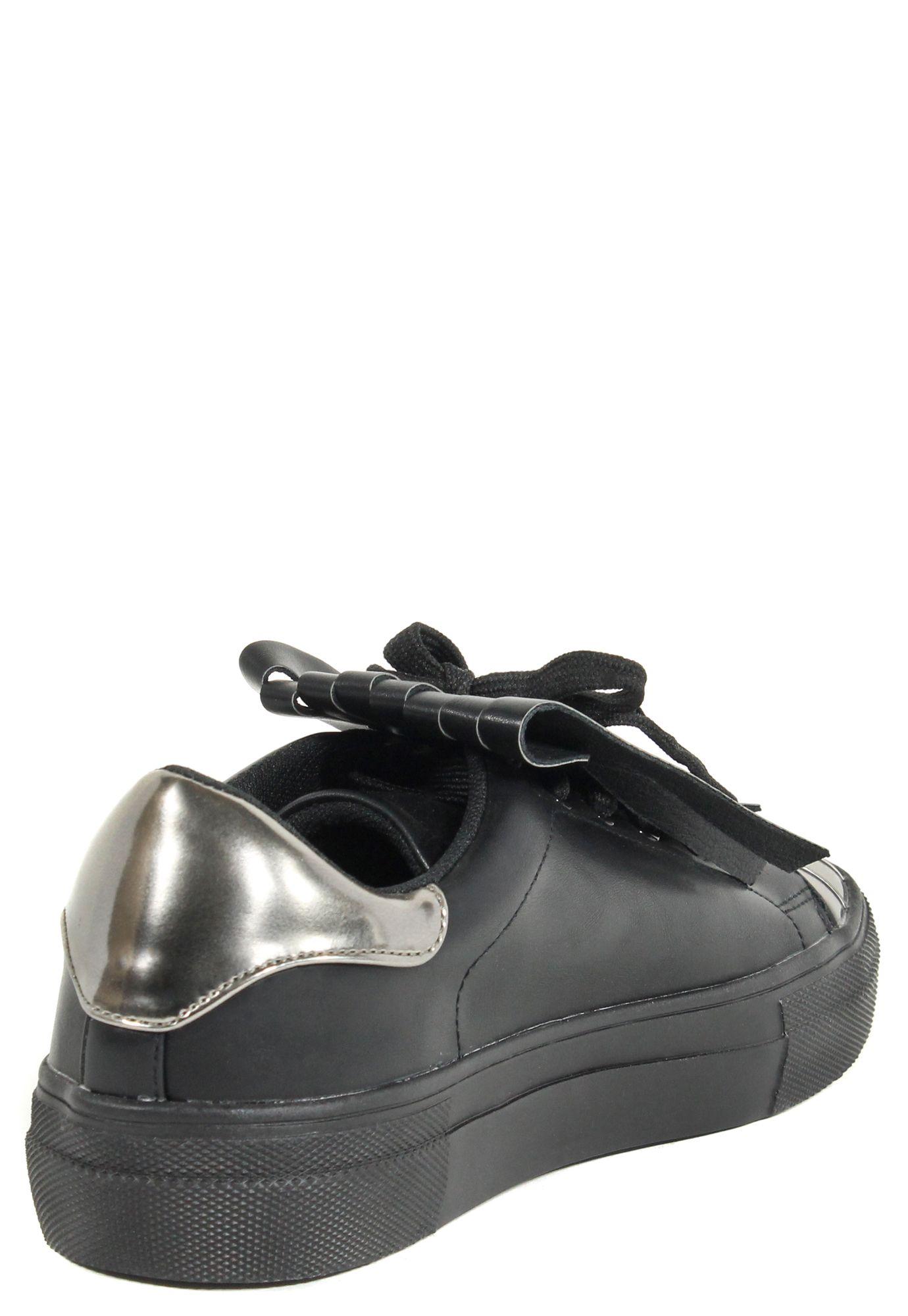 Zapatilla Franjas Punta Metal Negro-2