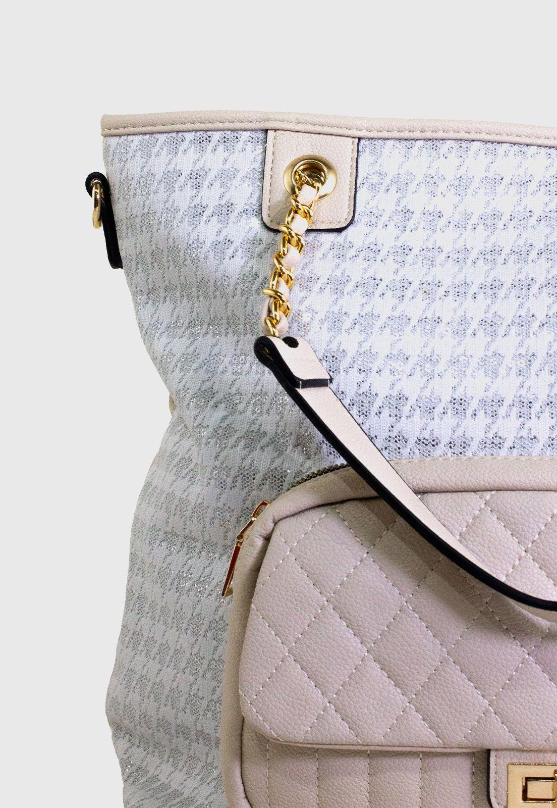 Cartera con bolsillo acolchado Beige-2
