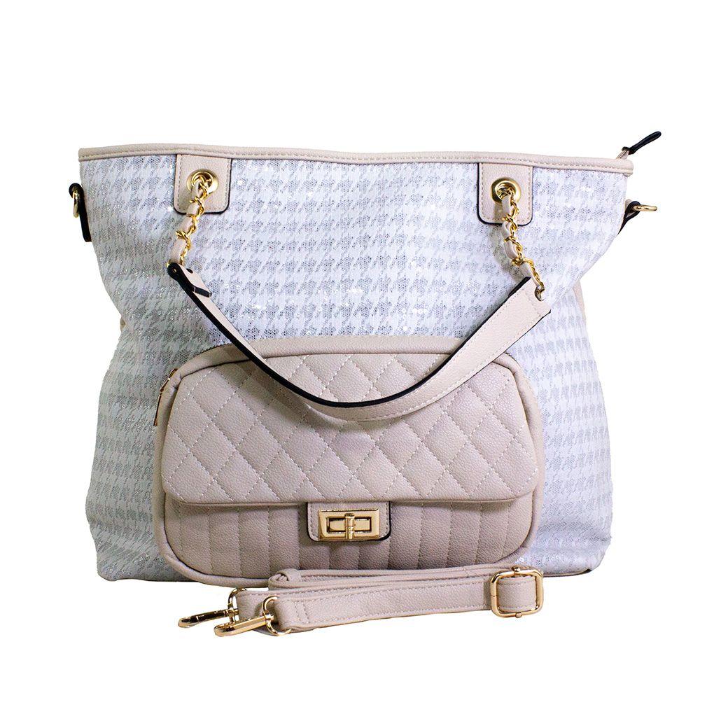 Cartera con bolsillo acolchado Beige-0