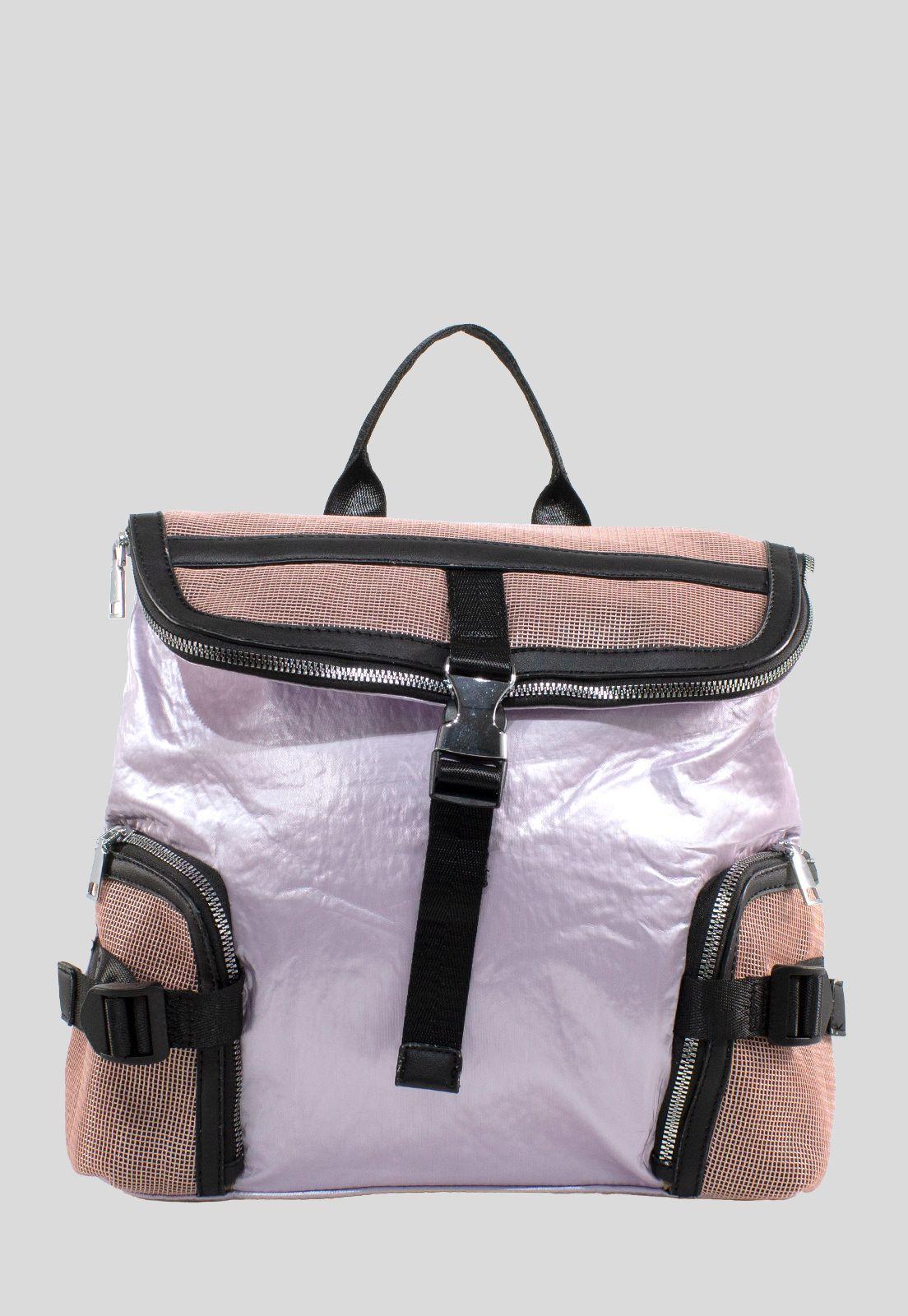 Mochila C/Franjas Negras Rosado-0