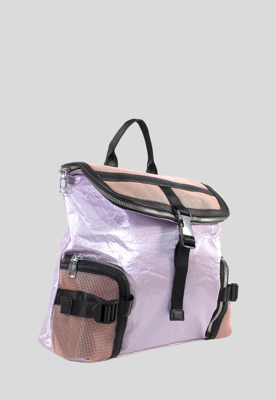 Mochila C/Franjas Negras Rosado-1