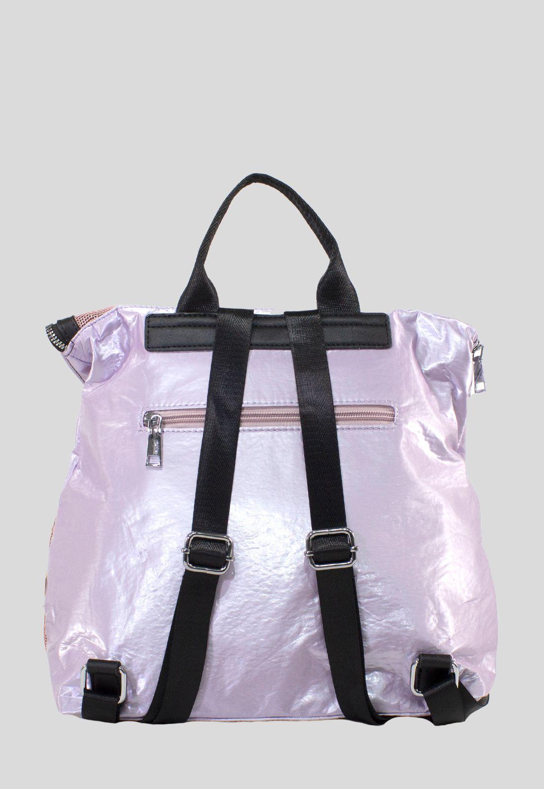 Mochila C/Franjas Negras Rosado-2