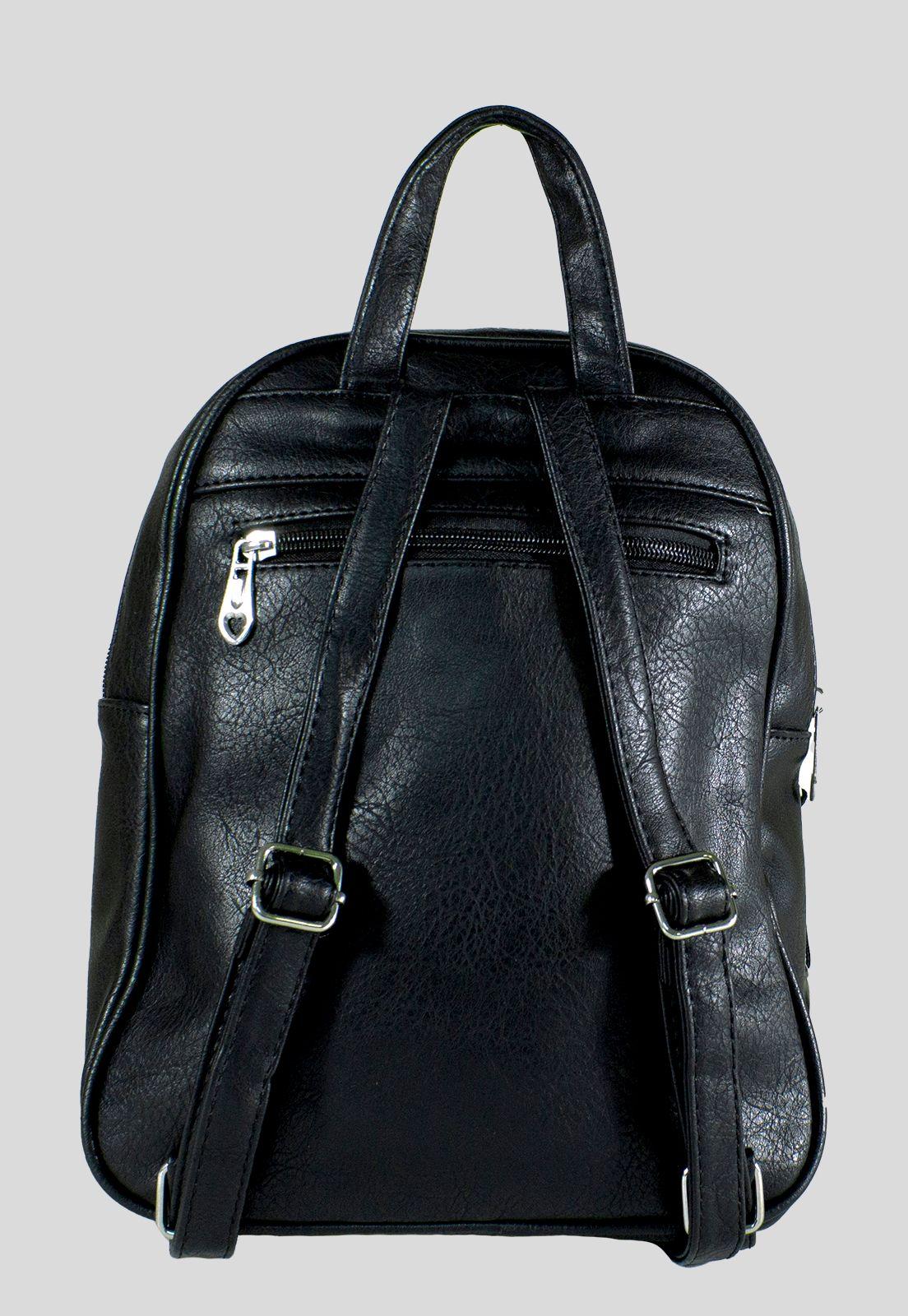Mochila Lisa Doble Cierre Negro-2