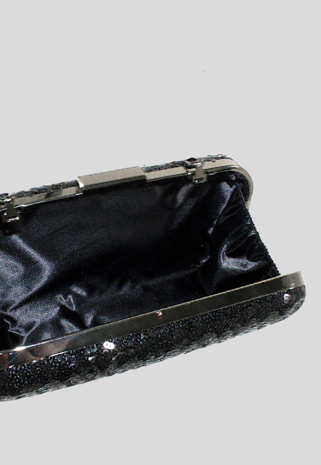 Cartera noche mediana rigida brillo Negro-3