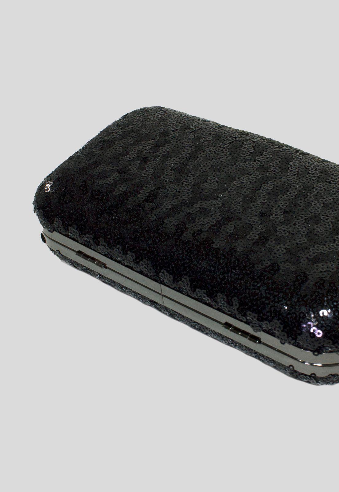 Cartera noche mediana rigida brillo Negro-4