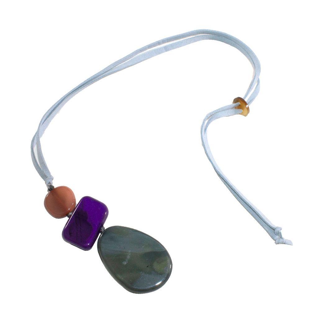 Collar Acrilico Gota C/ Rectangular Gris-2