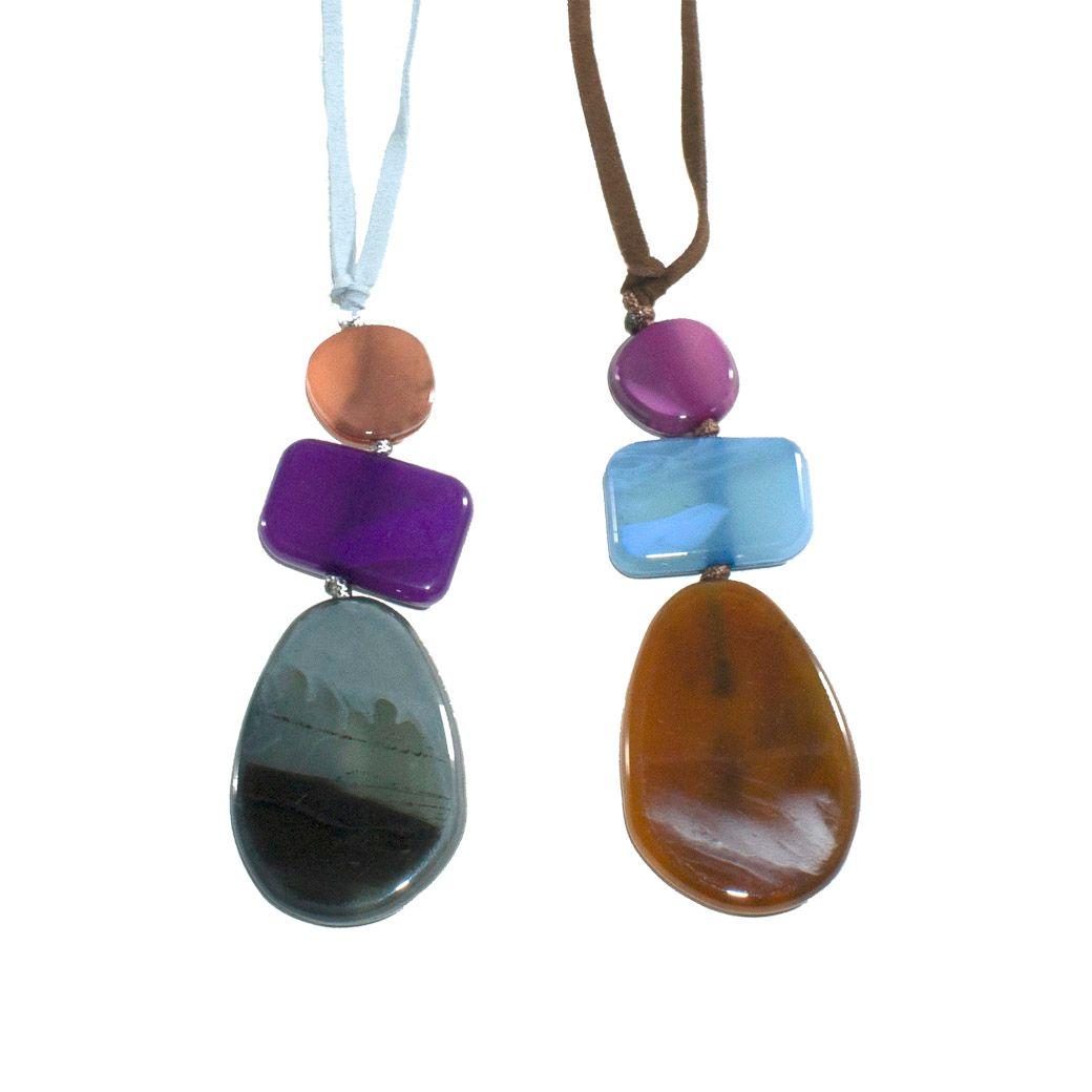 Collar Acrilico Gota C/ Rectangular Gris-3