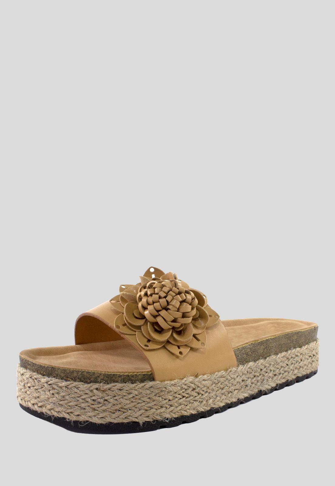 Sandalia Baja 1 Flor Camel-0