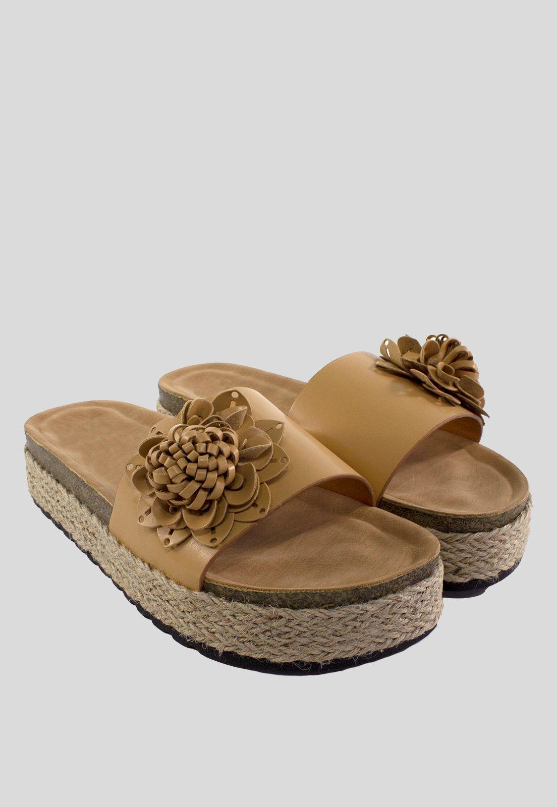 Sandalia Baja 1 Flor Camel-3