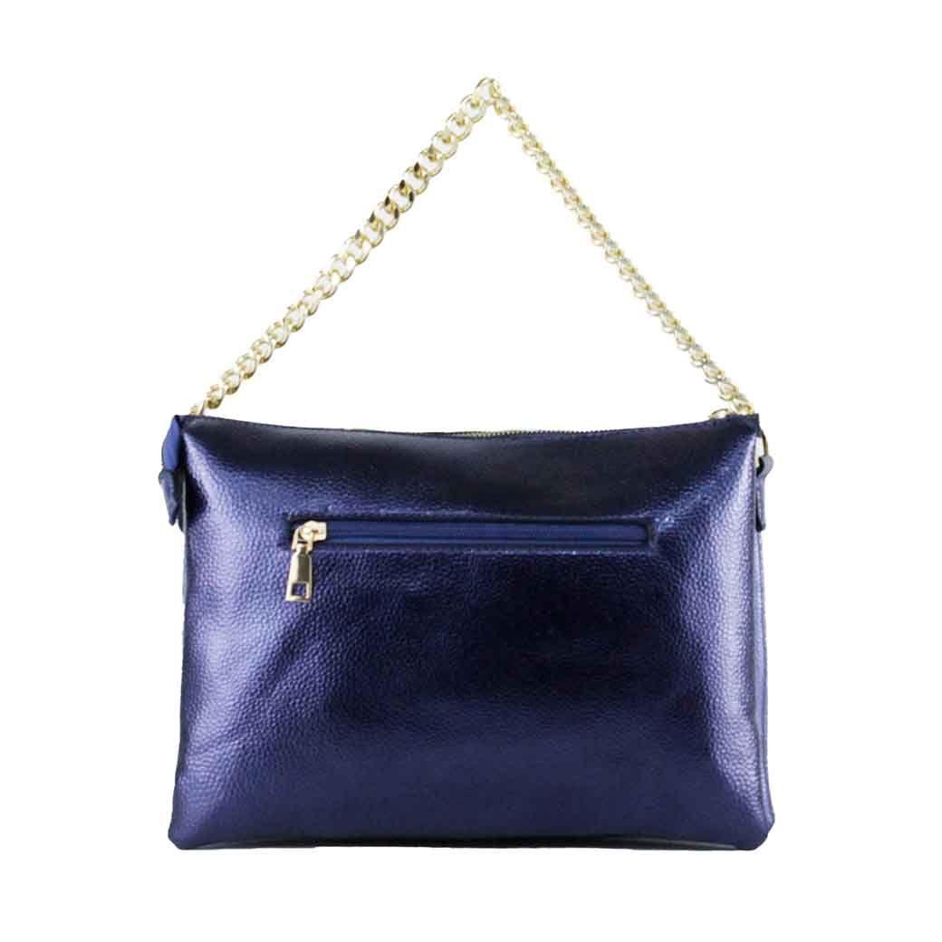 Cartera Ecocuero Metalizado 591 Mujer Azul Mailea-2