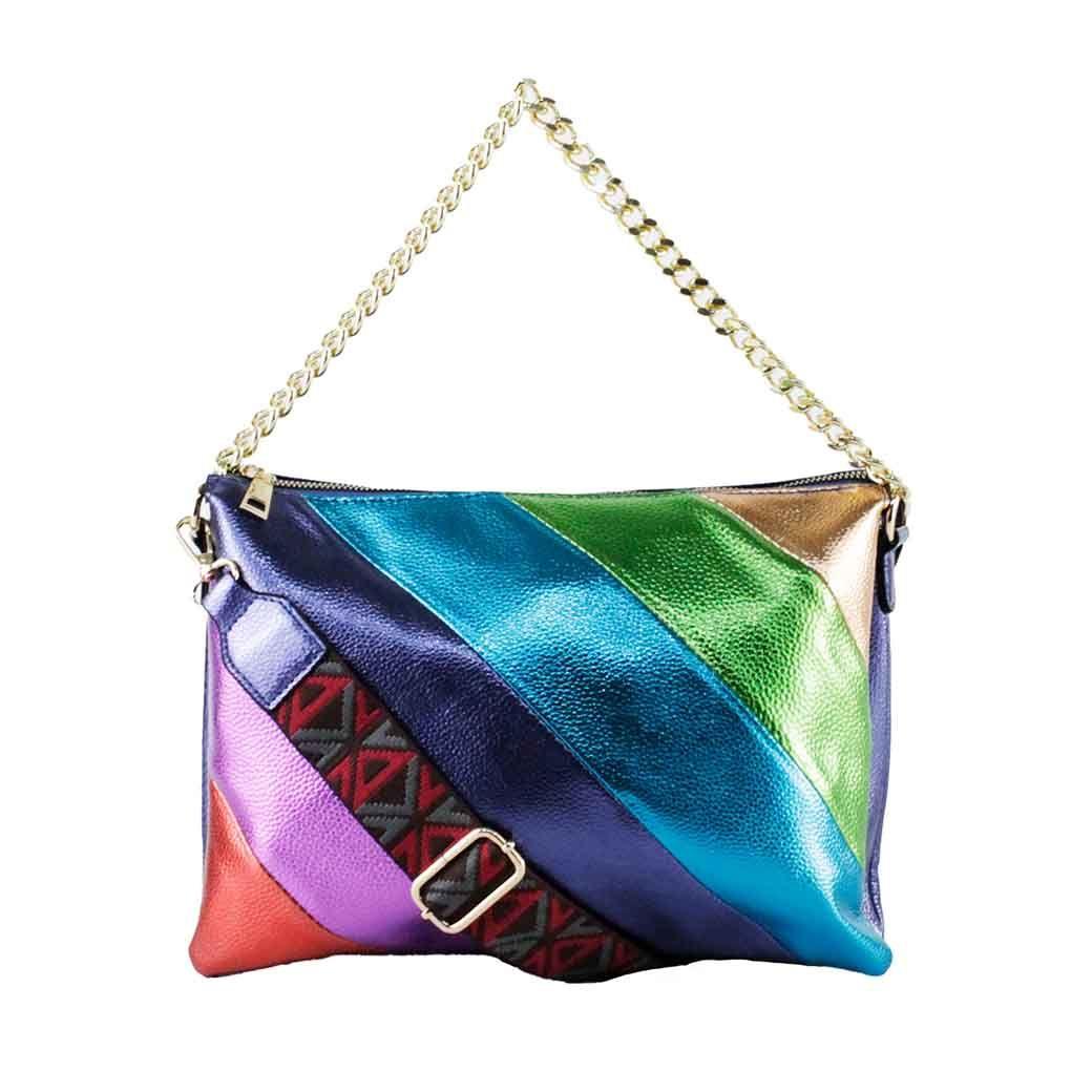 Cartera Ecocuero Metalizado 591 Mujer Azul Mailea-3