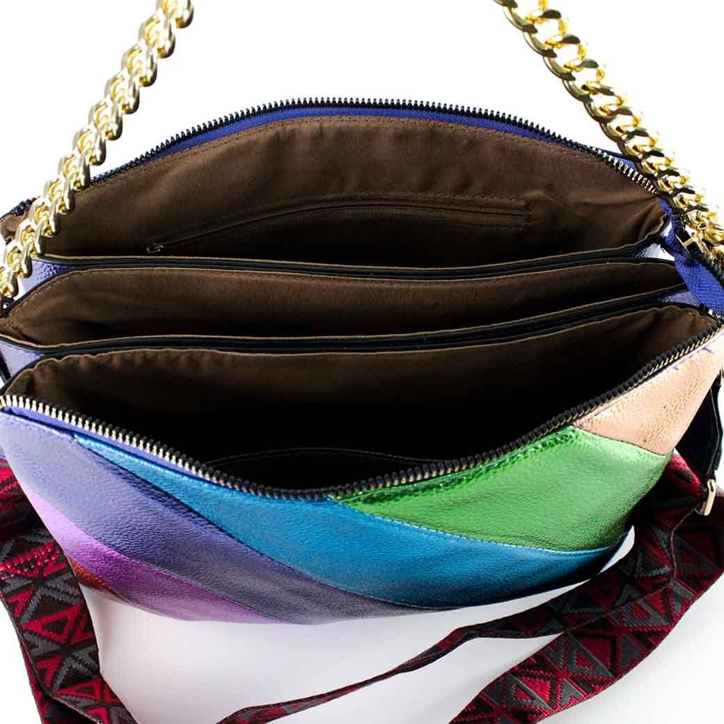 Cartera Ecocuero Metalizado 591 Mujer Azul Mailea-5
