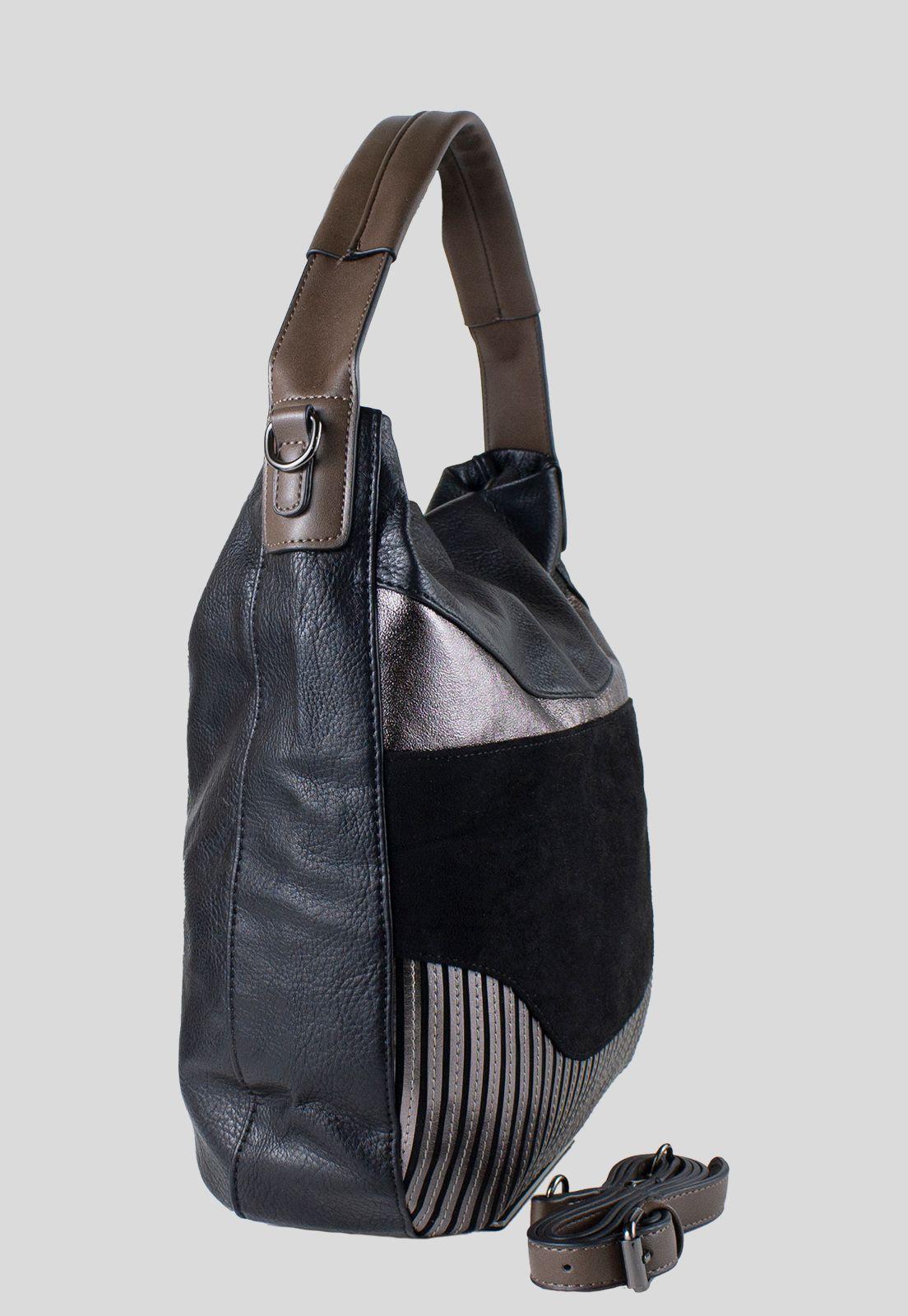 Cartera Bote 3 Materiales Negro-1