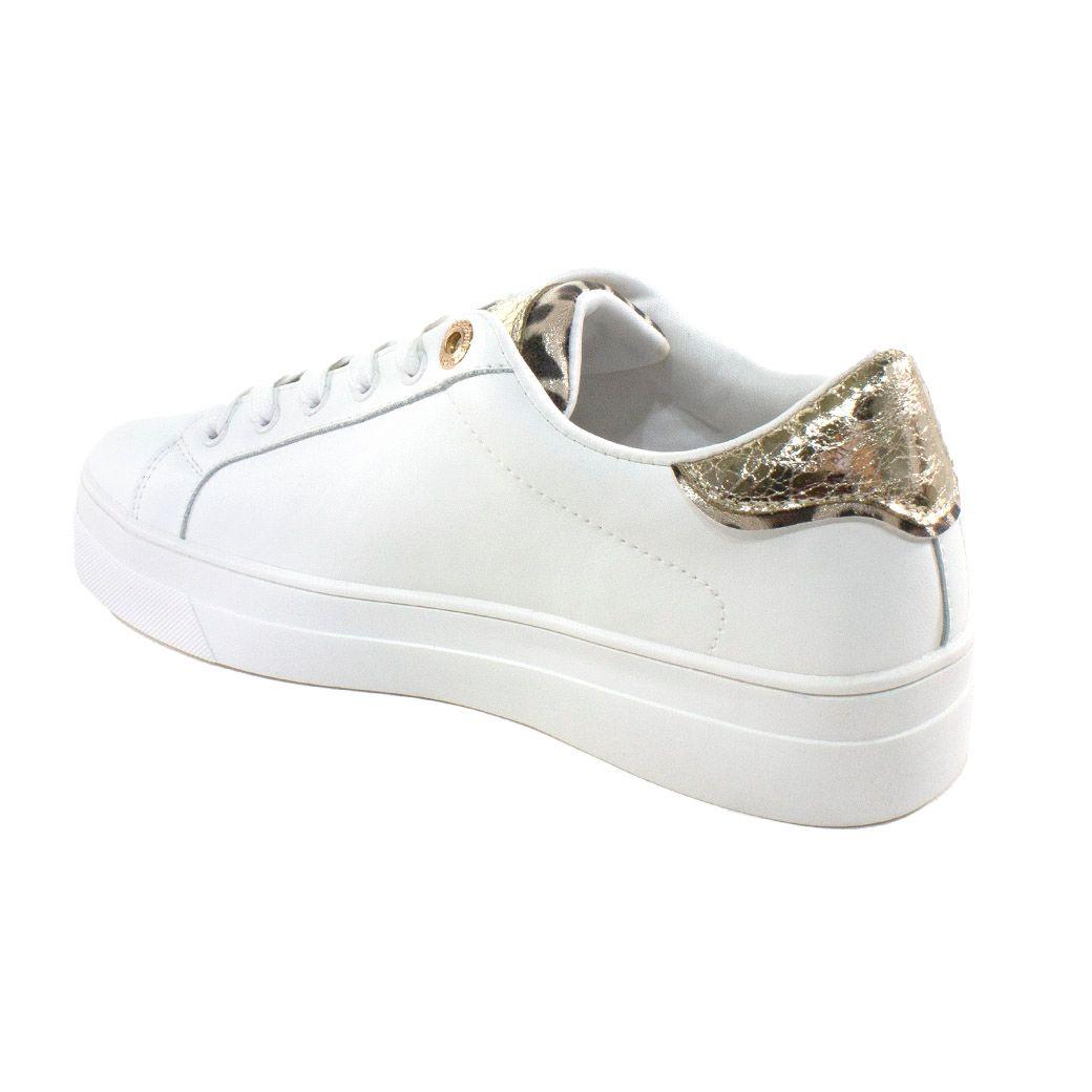 Zapatilla plana franjas leo strass Blanco-2