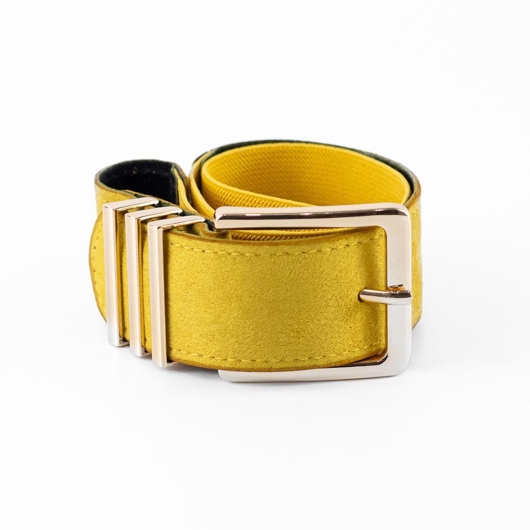 Cinturón Elastico Hebilla Metal 582 Mujer Amarillo Mailea-1