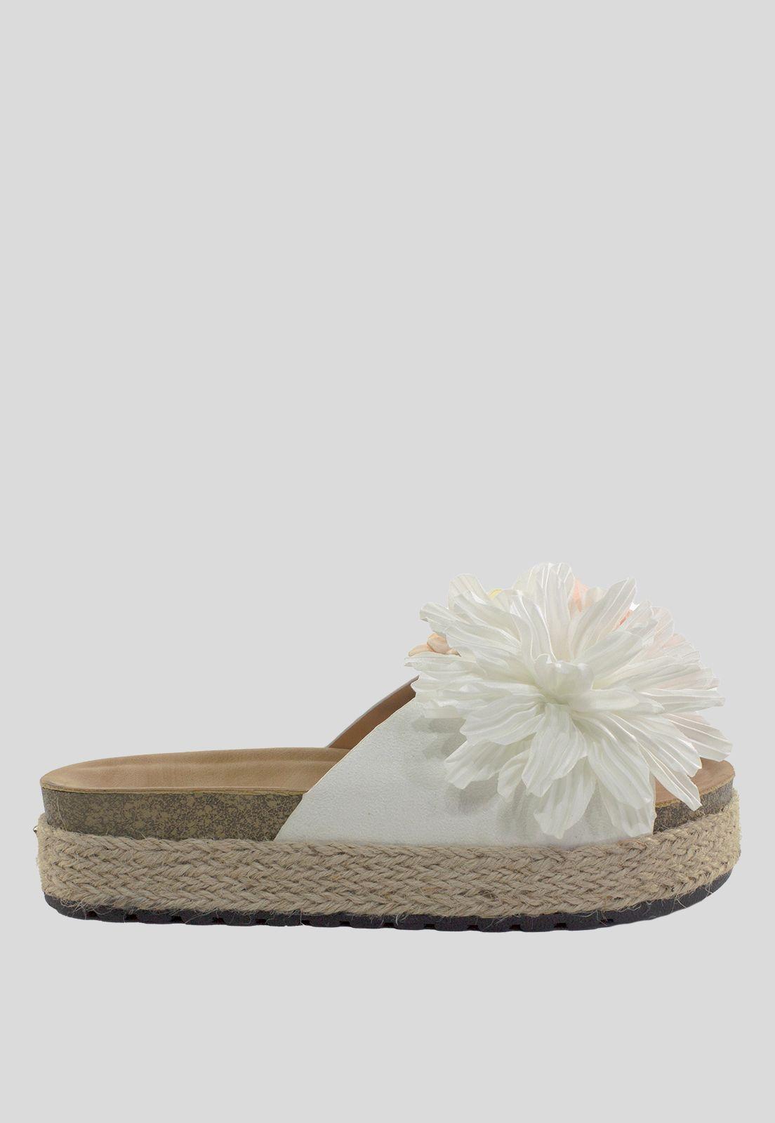 Sandalia Baja  Flores Blanco-1