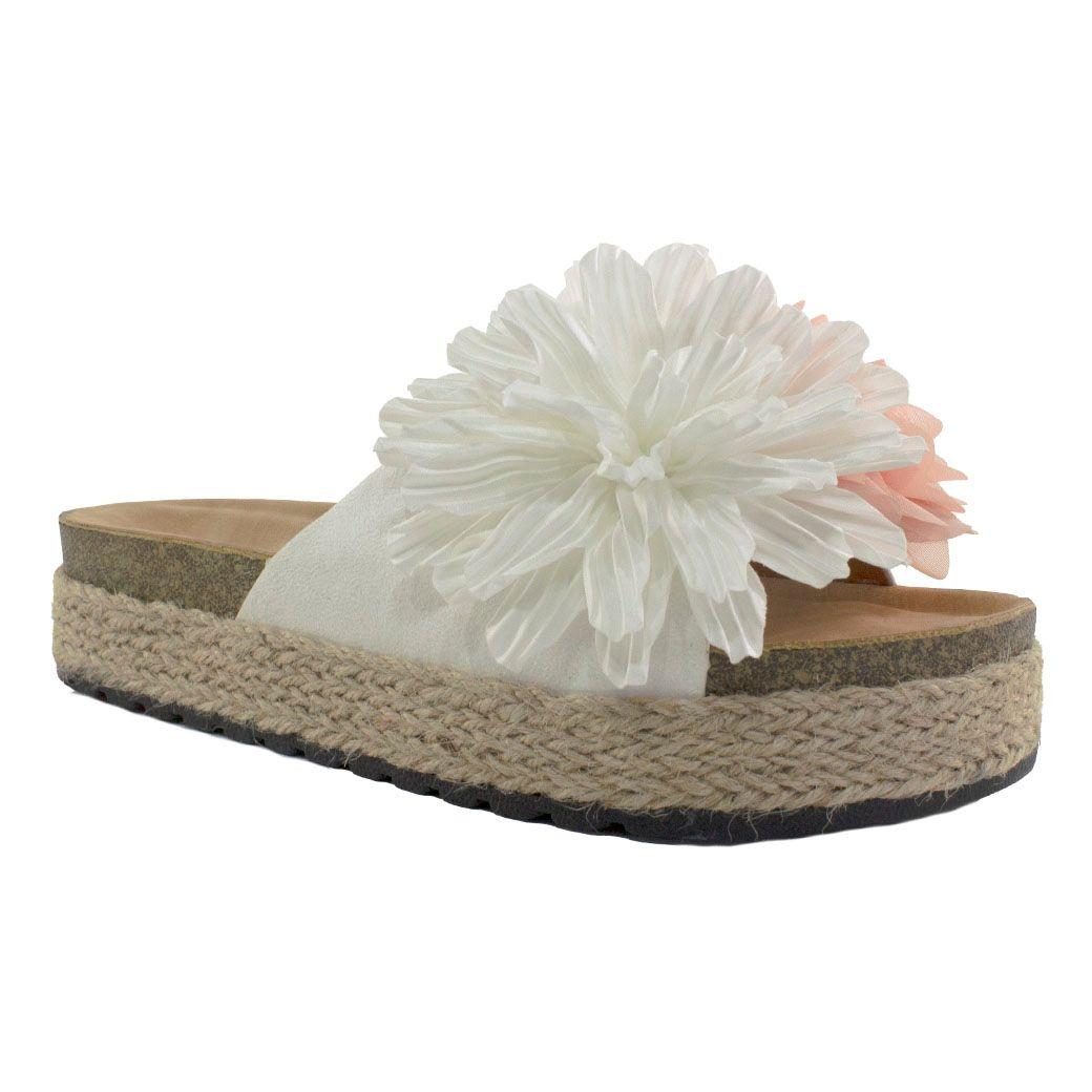 Sandalia Baja C/ Flores Blanco-0