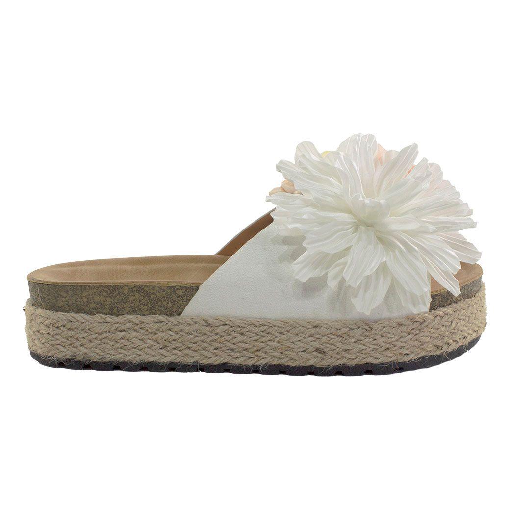 Sandalia Baja C/ Flores Blanco-1