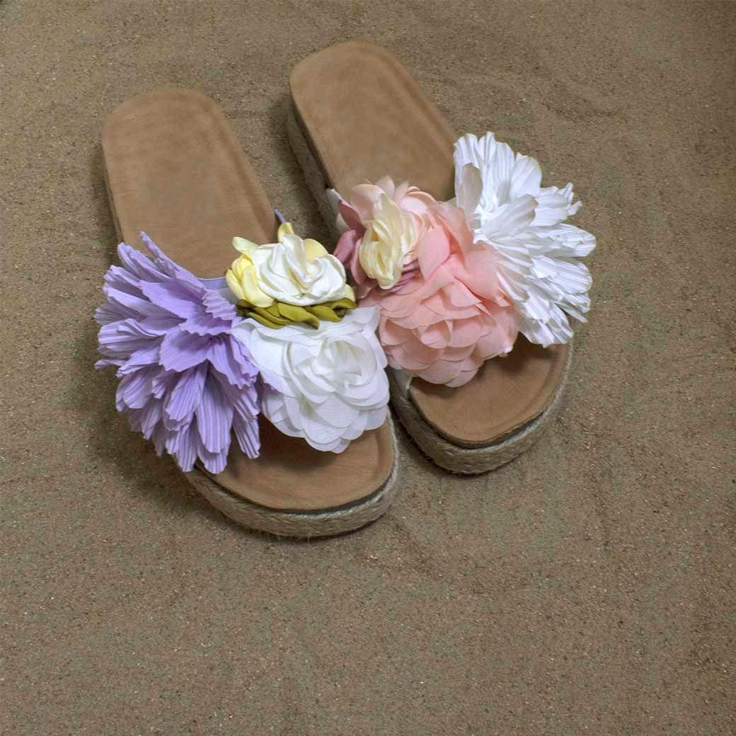 Sandalia Baja C/ Flores Blanco-4