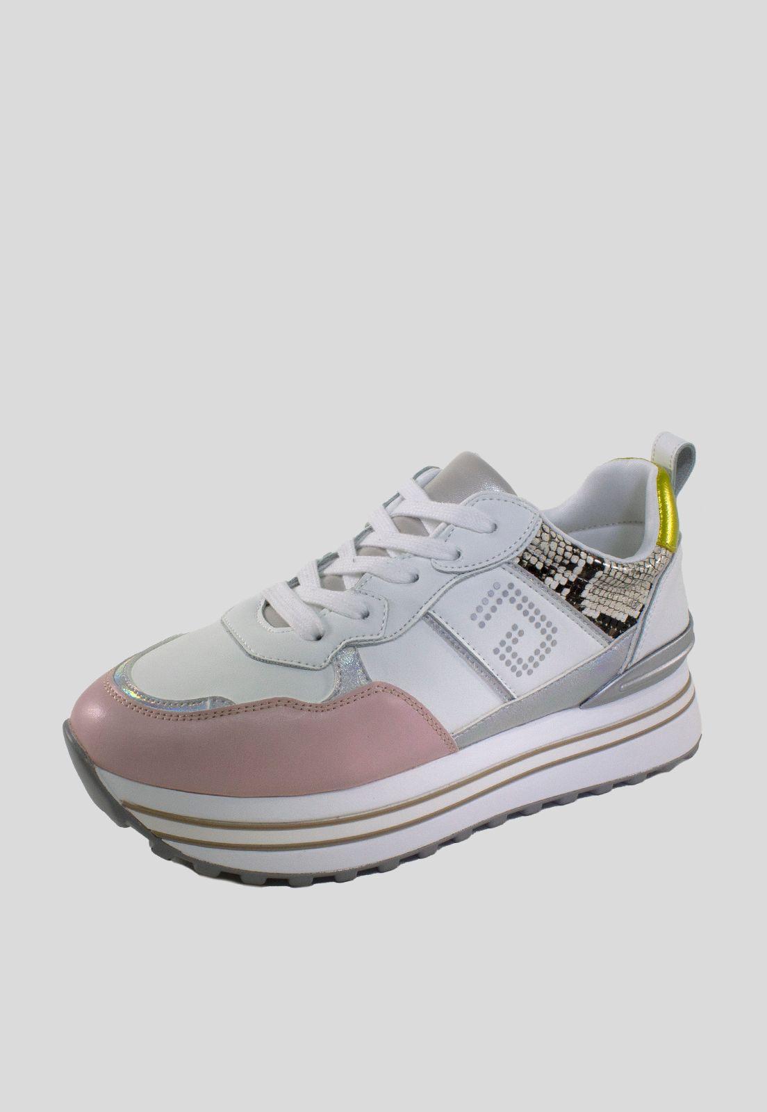 Zapatilla plataforma punta rosada Blanco-0