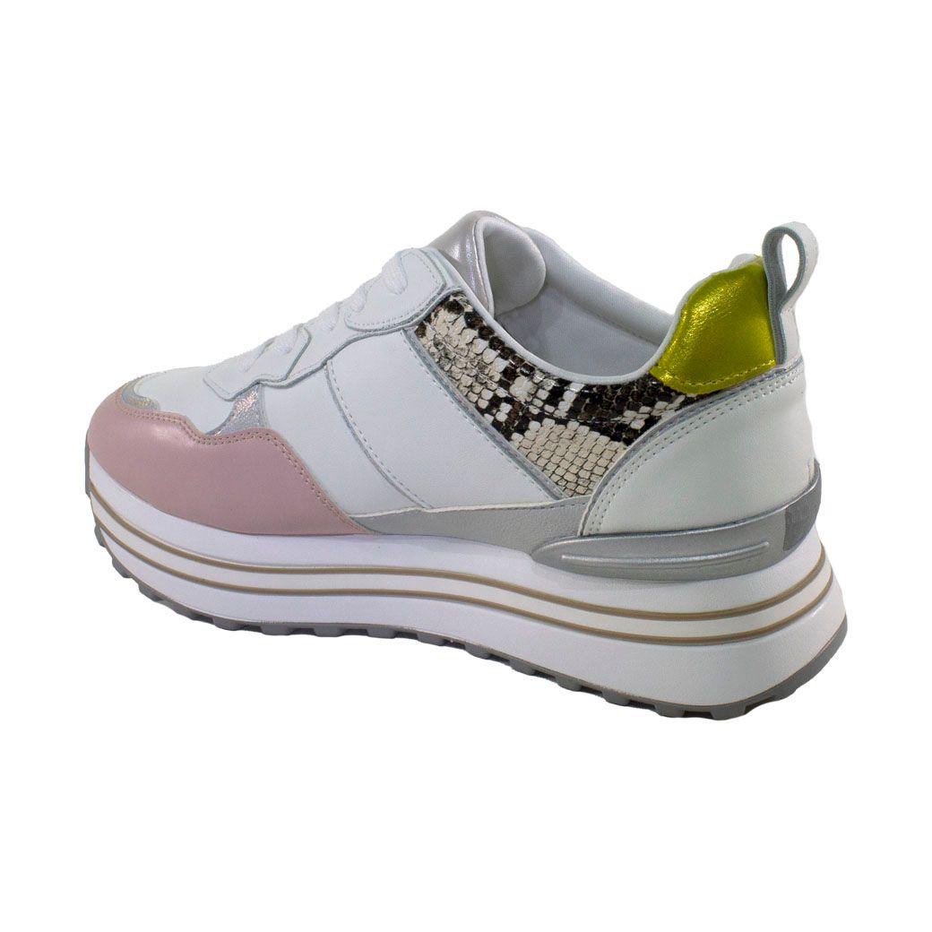 Zapatilla plataforma punta rosada Blanco-2