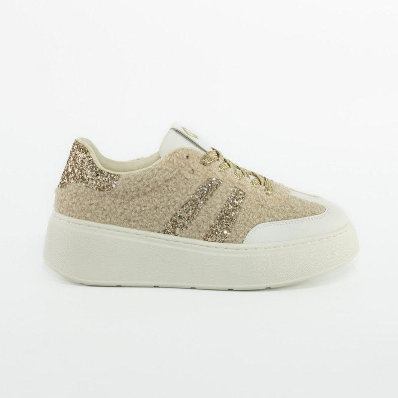 Zapatillas c/ peluche y oro Beige-0