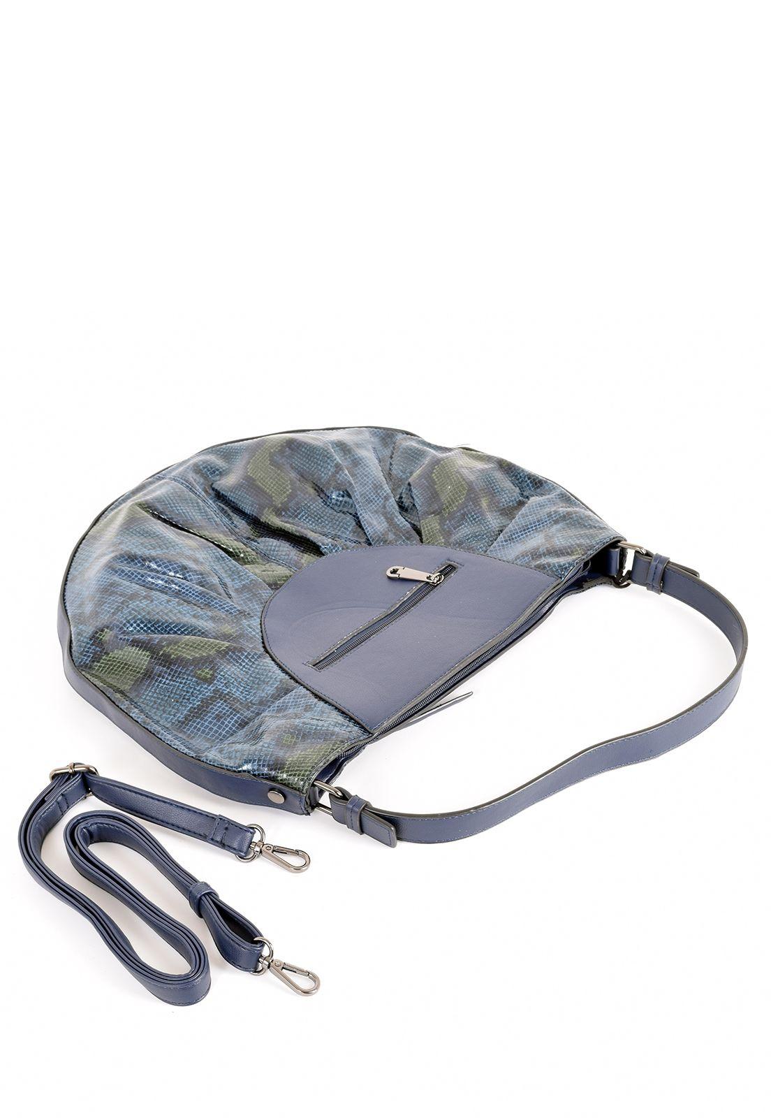 Cartera Animal Print Disco 2 Cierres Azul-3