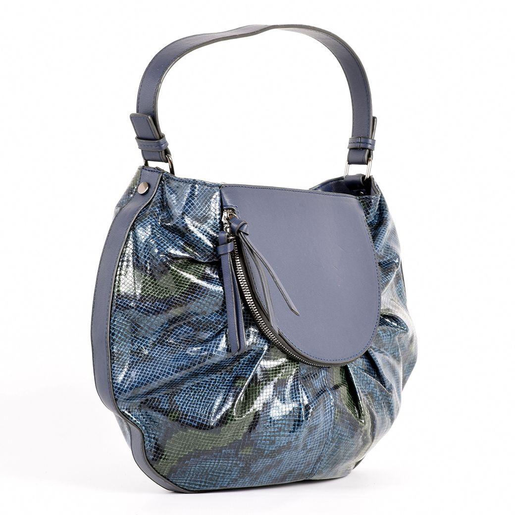 Cartera Animal Print Disco 2 Cierres Azul-1