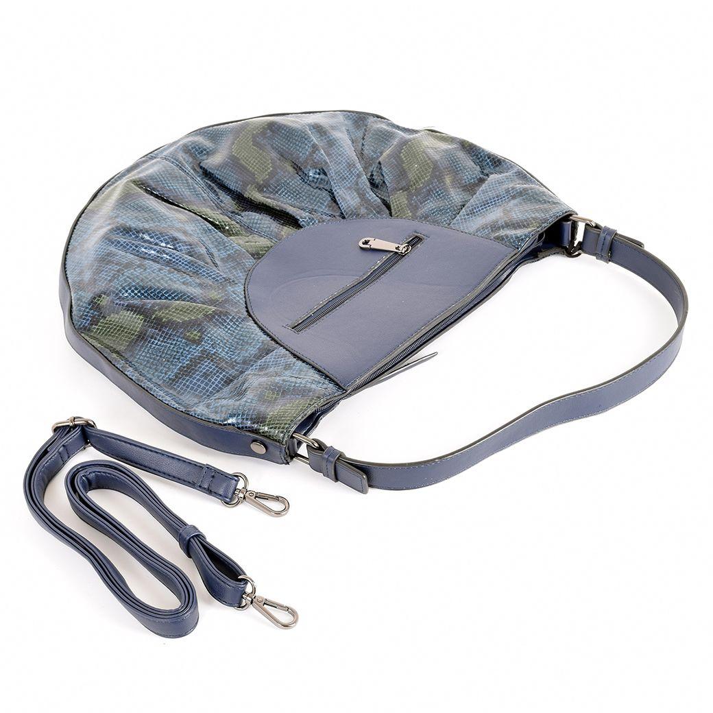 Cartera Animal Print Disco 2 Cierres Azul-3