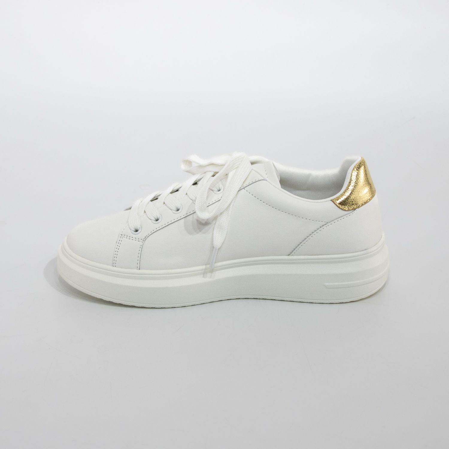 Zapatilla plana piedras laterales Blanco-2