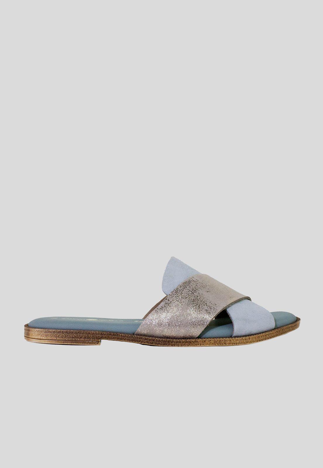 Sandalia reno plana cruz material Verde-0