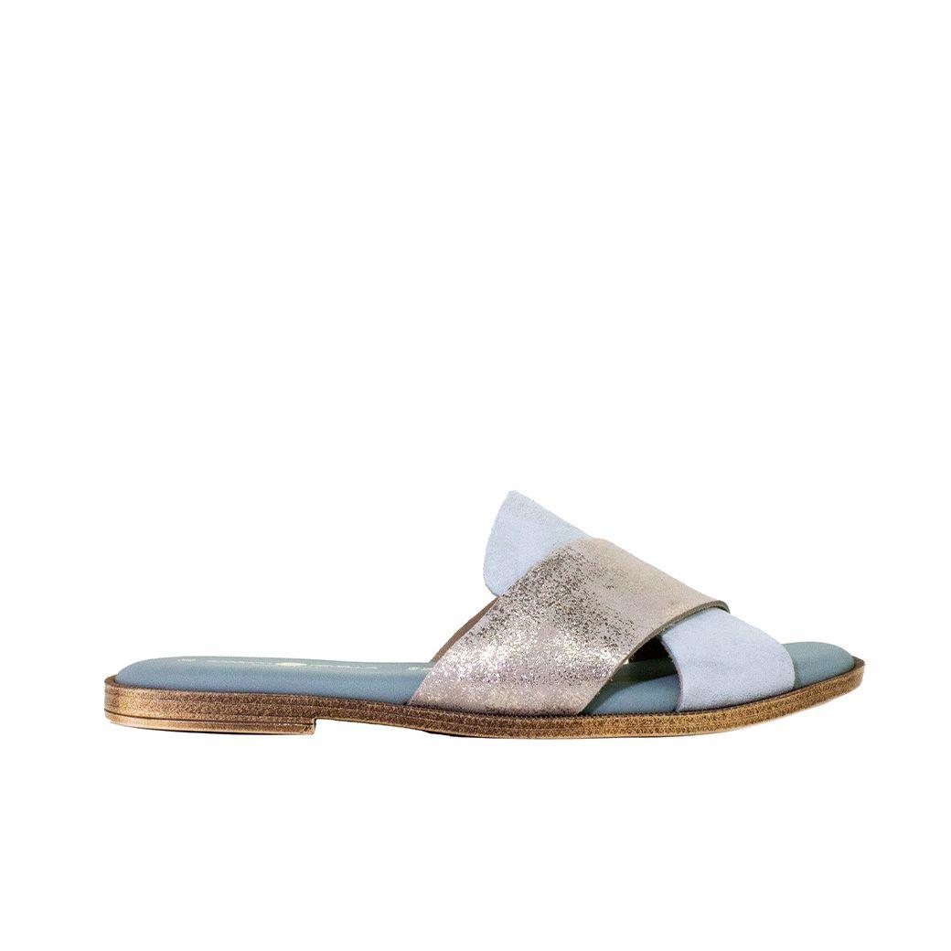 Sandalia reno plana cruz material Verde-0