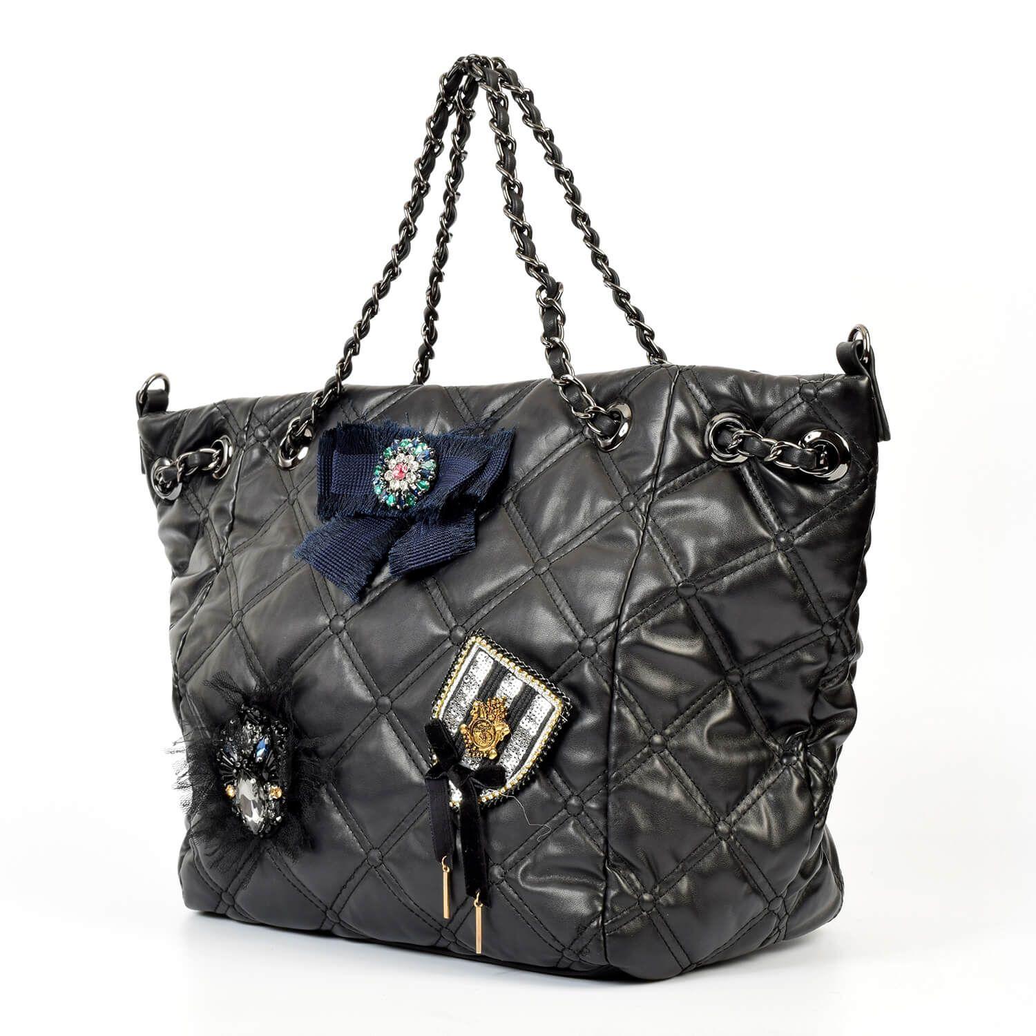Cartera Acolchada Prendedor Negro-1