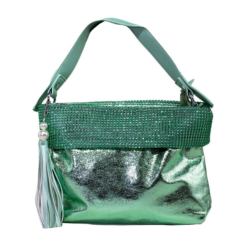 Cartera brillo c/strass Verde-0