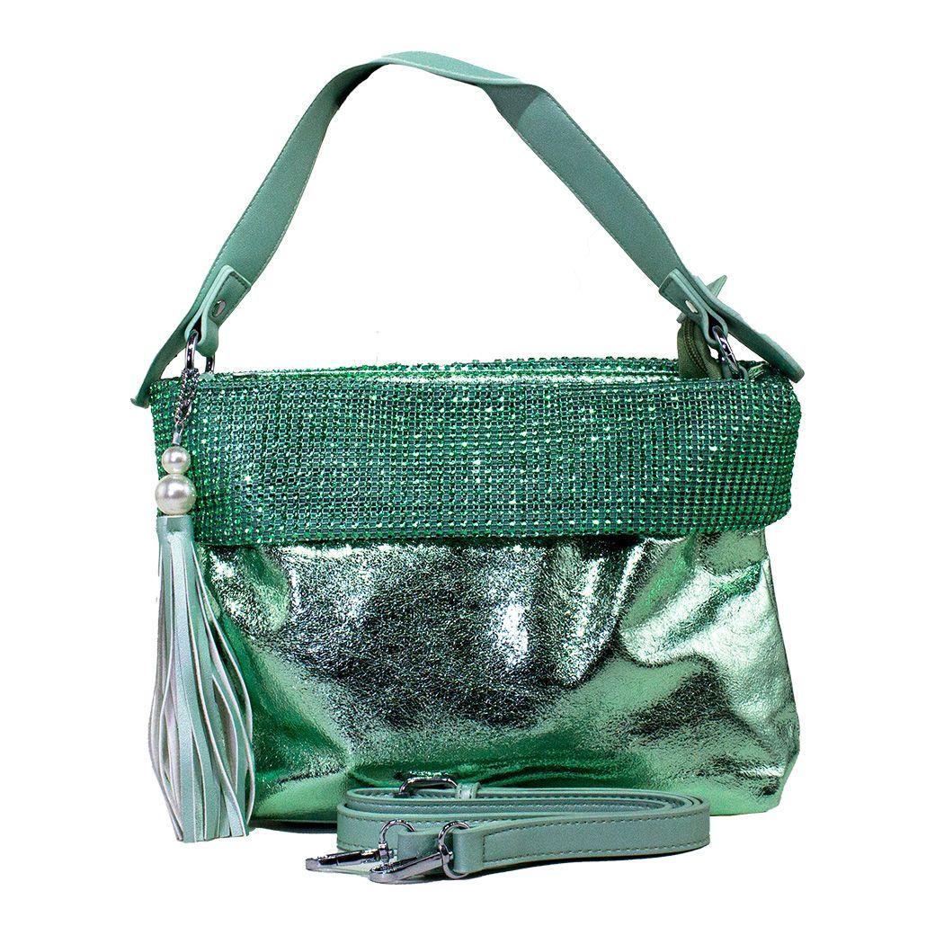 Cartera brillo c/strass Verde-1