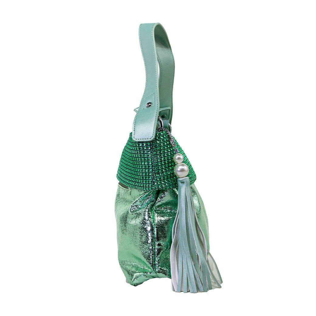 Cartera brillo c/strass Verde-2